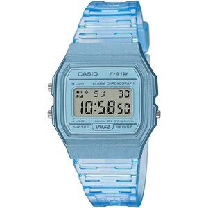 🆕Casio Men Blue Water Resistant Quartz Watch Resin Strap (Model: F-91ws-2cf)